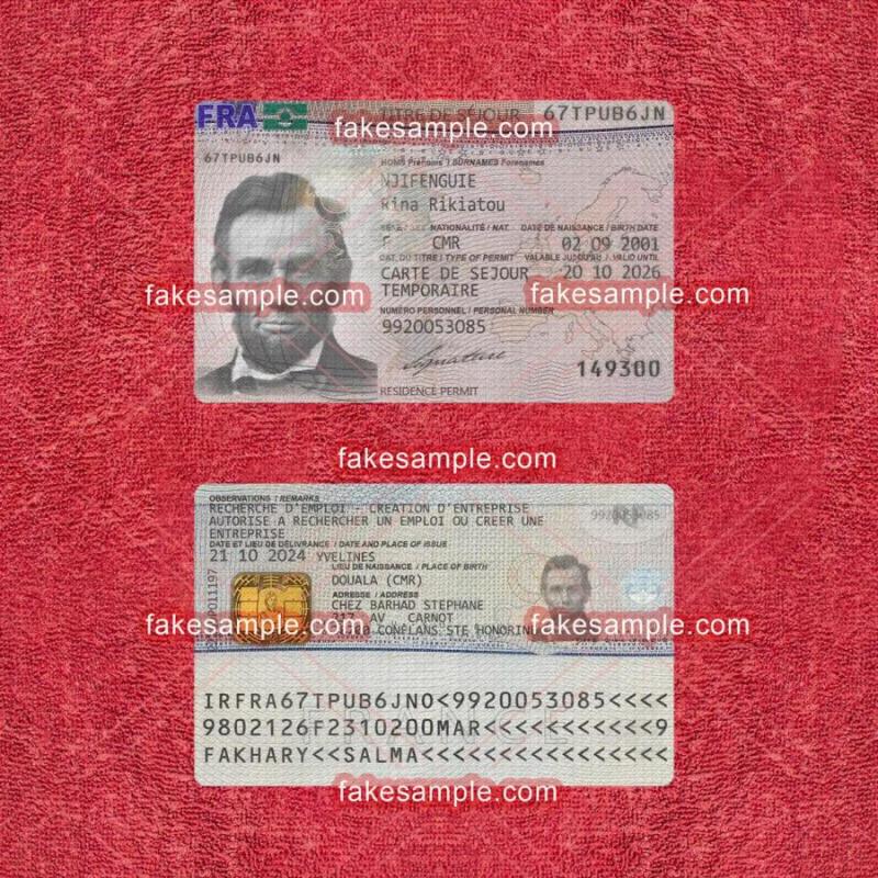 Ireland Residence Card Fake Template